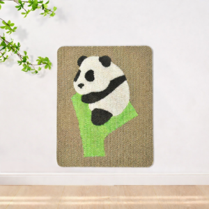 Bambuya Tırmanan Panda Desenli Kedi Tırmalama Tahtası – Yapışkanlı, Duvar / Kapı / Mobilya Uyumlu, Dayanıklı Karton