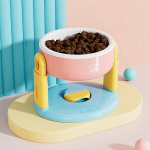 Yüksekliği Ayarlanabilir, Vantuzlu, Kedi-Köpek Mama Kabı - Pembe