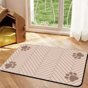 Kedi Köpek Beslenme Matı 50x60 cm Pati Desenli Kaymaz, Kolay Temizlenir Mama Altlığı - Pembe